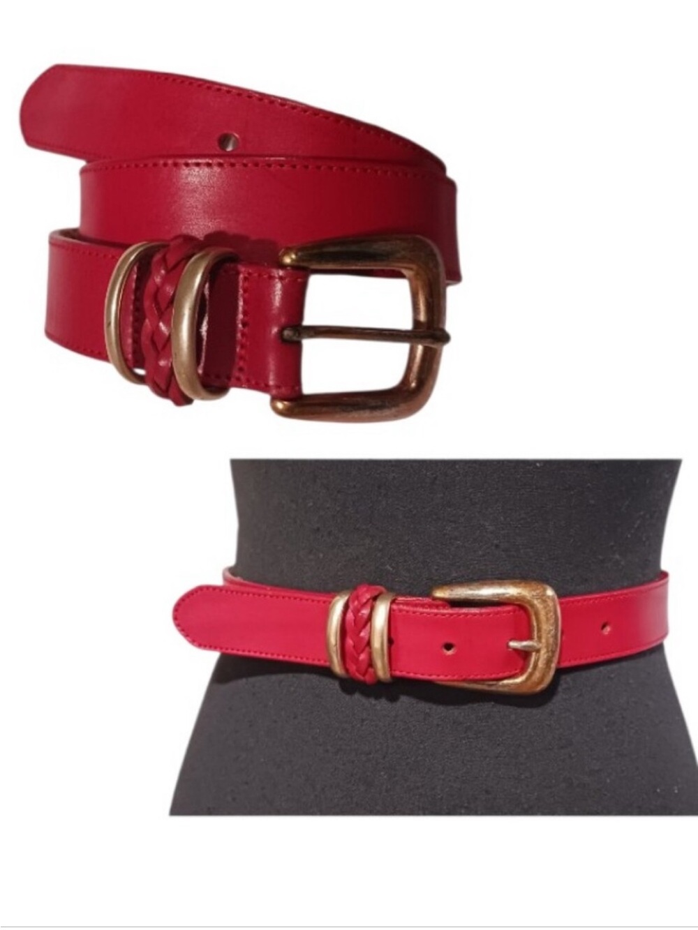 Vintage Brighton 1991 Red Leather Belt